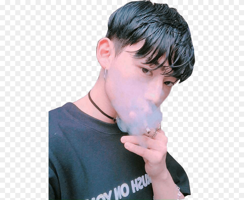 Kim Bobae Ulzzang Sticker Corea Bobae, Person, Face, Head, Smoke Free Png