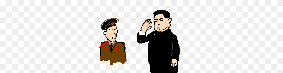 Kim Jong Un Salutes N Korean Soldier Drawing, People, Person, Adult, Male Free Png Download