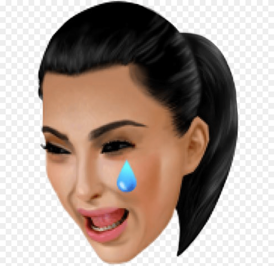 Kim Kardashian Crying Face Kim K Crying Face Emoji, Adult, Person, Head, Female Free Png