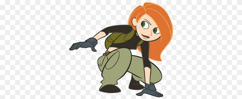 Kim Possible Crouching, Cleaning, Person, Baby, Cartoon Png Image