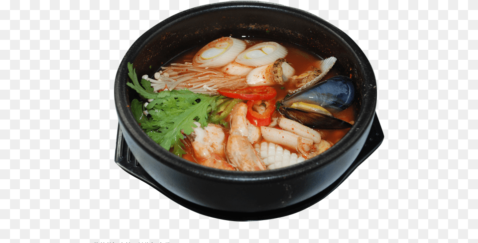 Kimchi Jjigae Squid As Food Clam Hot Cazuela De Camaron, Bowl, Dish, Egg, Meal Free Png Download