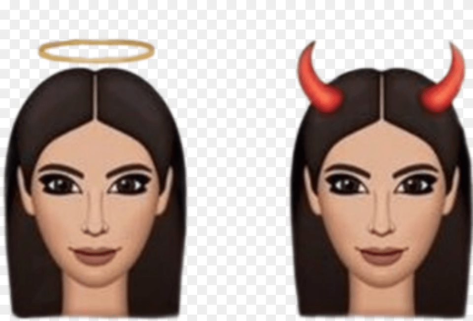 Kimk Kimkardashian Kimoji Angel Devil Angelordevil Kim Kardashian Kimoji, Adult, Female, Person, Woman Free Png