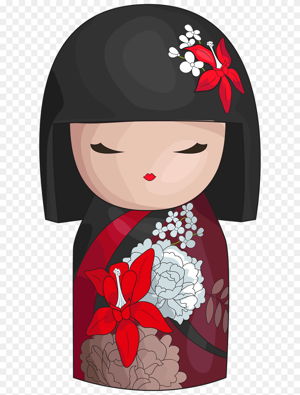 Kimmi Doll With Red Flower Clipart, Gown, Clothing, Dress, Robe Png Image
