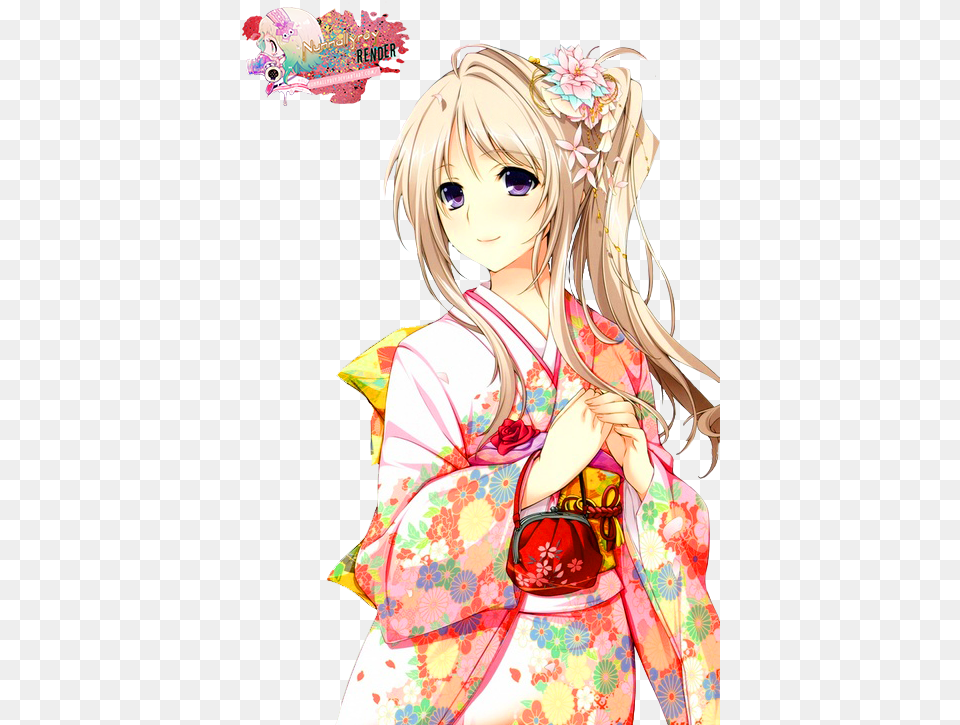Kimono Girl 6 By Nunnallyrey Anime Girls Wearing Kimono, Robe, Clothing, Gown, Dress Free Transparent Png