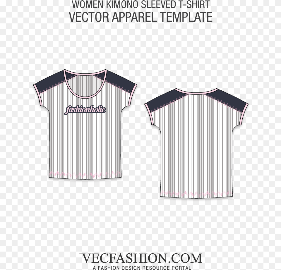 Kimono Sleeve Striped T Shirt Template Stripe T Shirt Template, Clothing, T-shirt Free Transparent Png