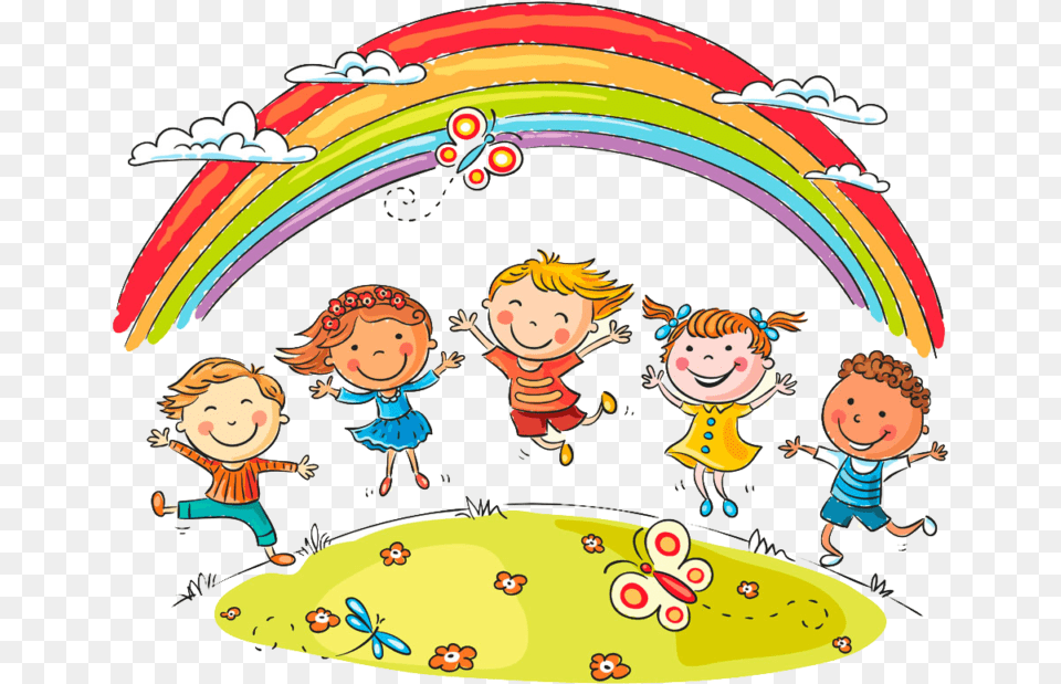Kindergarten Clipart Fun Rainbow Children, Art, Person, Graphics, Baby Png
