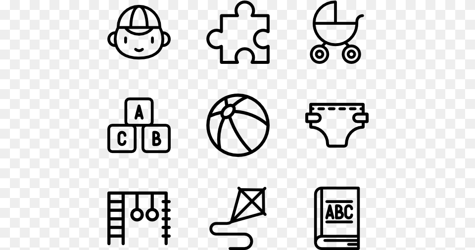 Kindergarten Collection Design Icons Vector, Gray Free Png