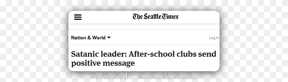 Kindergarten Satan Club Of Seattle Seattle Times, Page, Text Png Image
