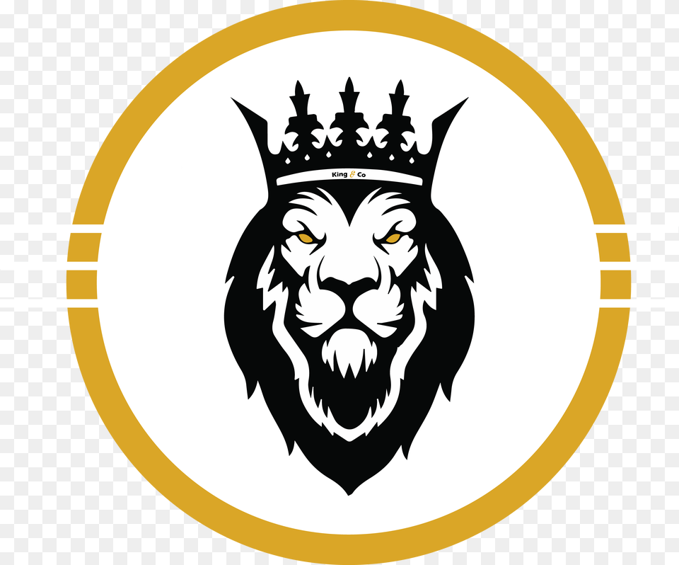 King And Co Barbershop Calgary Logo Lion With Crown, Person, Face, Head, Accessories Png