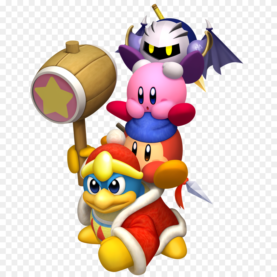 King Dedede With Waddle Dee On His Back With Kirby On His Back Png