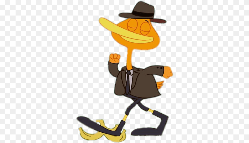 King Duckling Walking On Banana Skin Cartoon, Clothing, Hat, Cowboy Hat Png Image