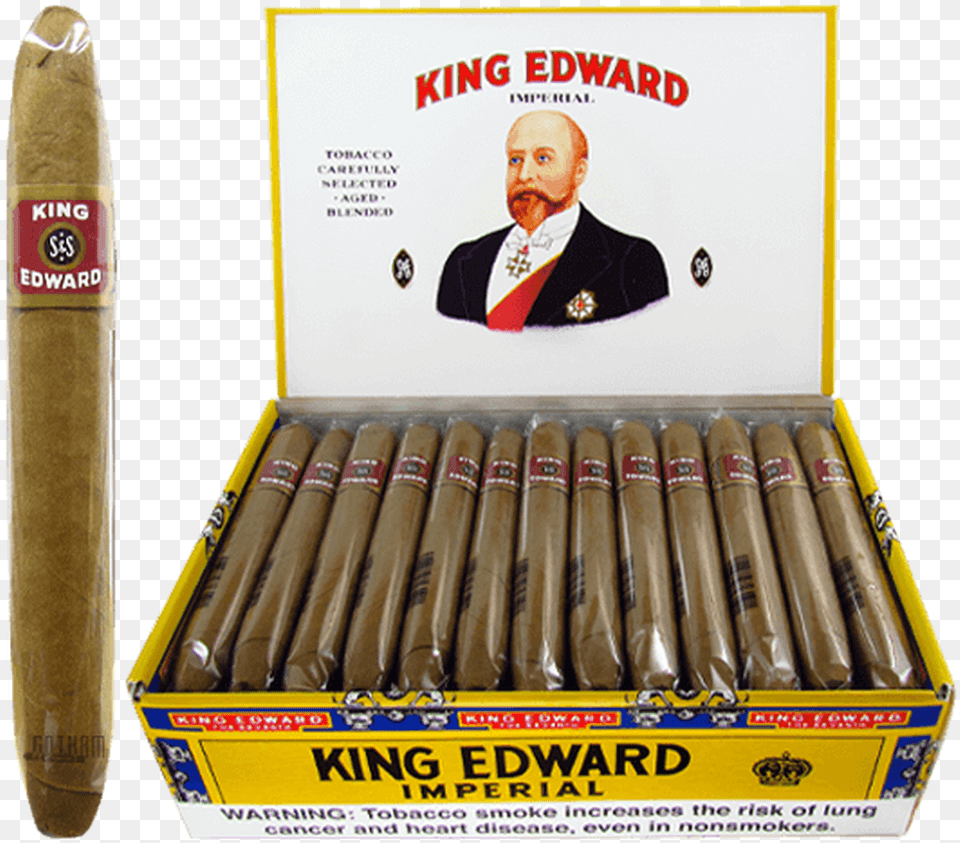 King Edward Imperial Box And Stick King Edward Cigars Made, Adult, Male, Man, Person Free Png