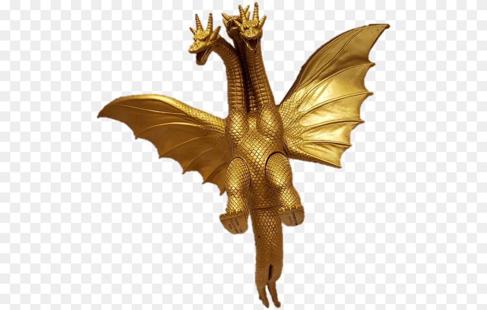 King Ghidorah Godzilla Monster Kaiju Sofubi Vinyl Dragon, Bronze, Animal, Dinosaur, Reptile Png Image