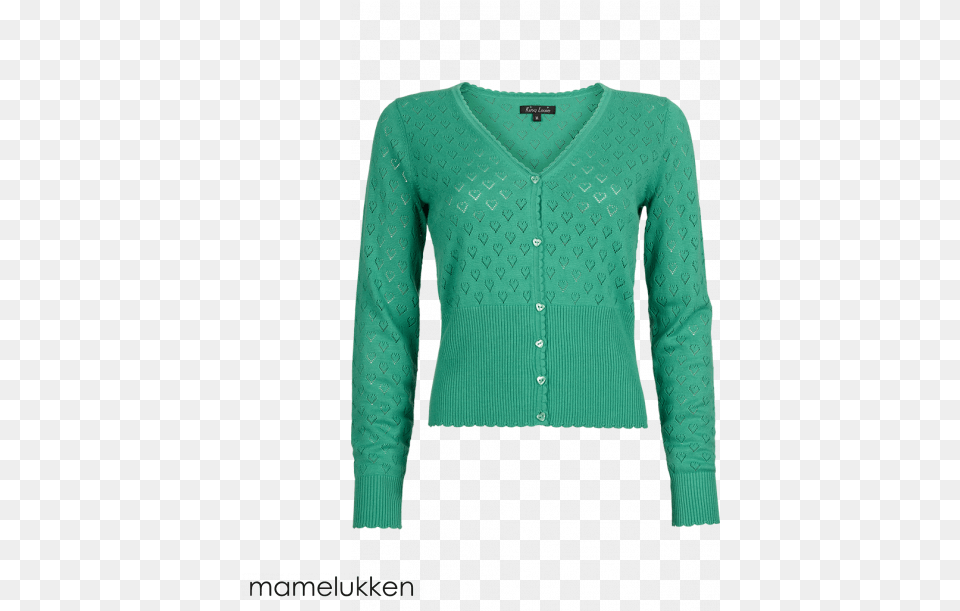 King Louie Cardi V Heart Ajour Sparkel Green Skinnjacka Rock And Blue Dam, Cardigan, Clothing, Knitwear, Sweater Free Png