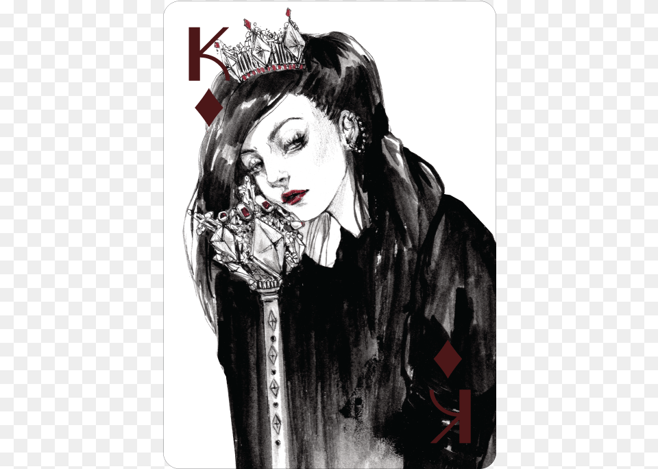 King Of Diamonds Fashion Playing Cards By Connielim Connie Lim House Of Cards, Woman, Publication, Person, Female Png Image