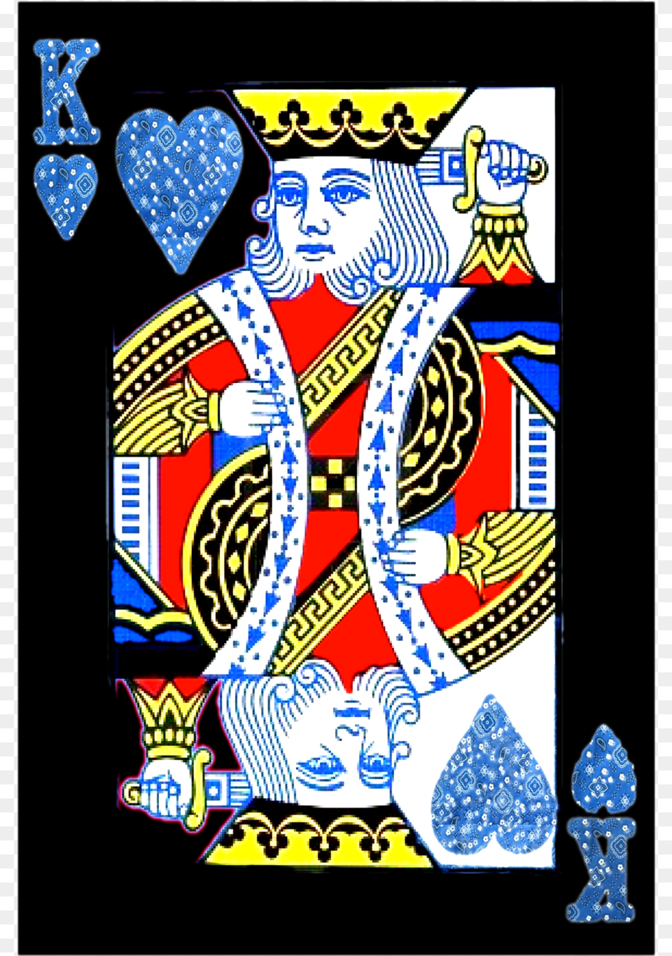 King Of Hearts Playing Card Blue Bandana Menamp Blue King Playing Cards, Art, Baby, Person, Face Free Png Download