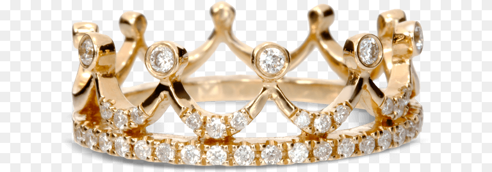 King Or Queen Crown Ring Yellow Gold Diamond Gold Transparent Queen Crown, Accessories, Jewelry Free Png