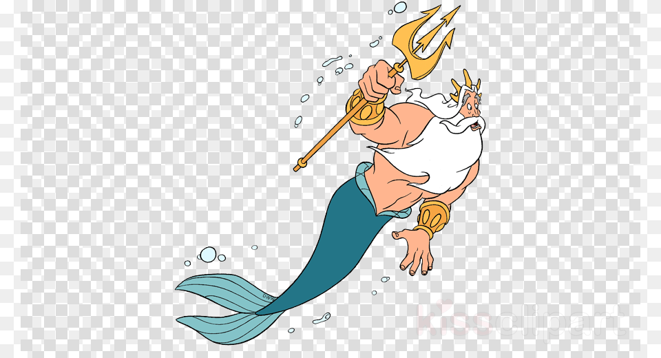 King Triton Little Merm Clipart Ariel Mermaid King Clip Art, Cartoon Png