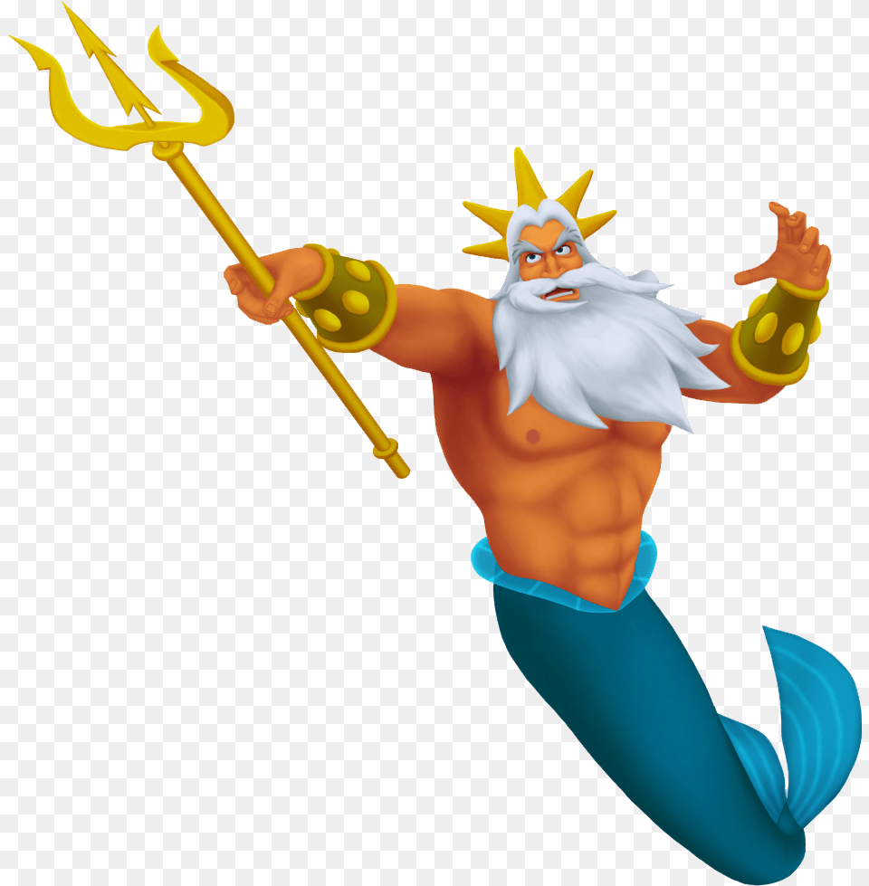 King Triton Little Mermaid, Trident, Weapon, Baby, Person Png