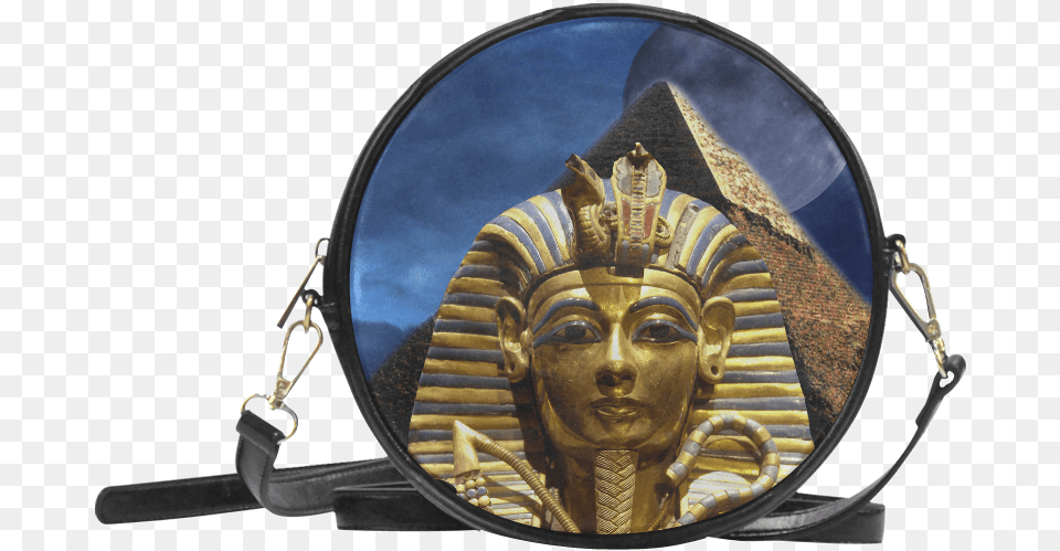 King Tut And Pyramid Round Sling Bag White Round Sling Bag, Person, Accessories, Formal Wear, Tie Free Png