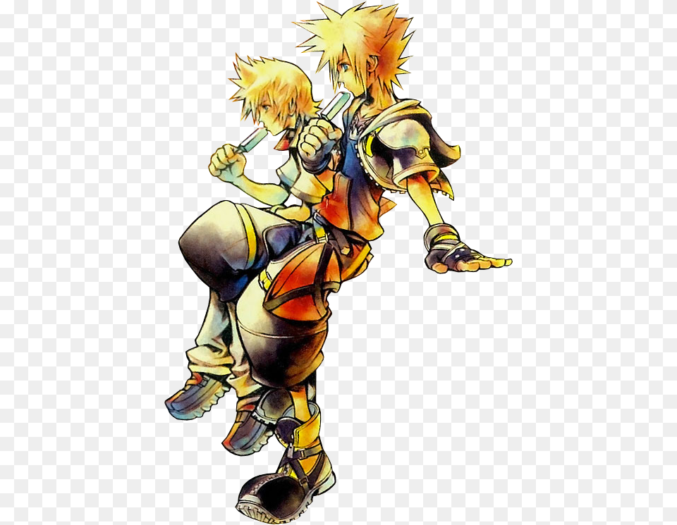 Kingdom Hearts 2 Graphic Black And White Stock Kingdom Hearts Sora And Roxas, Book, Comics, Publication, Person Free Transparent Png