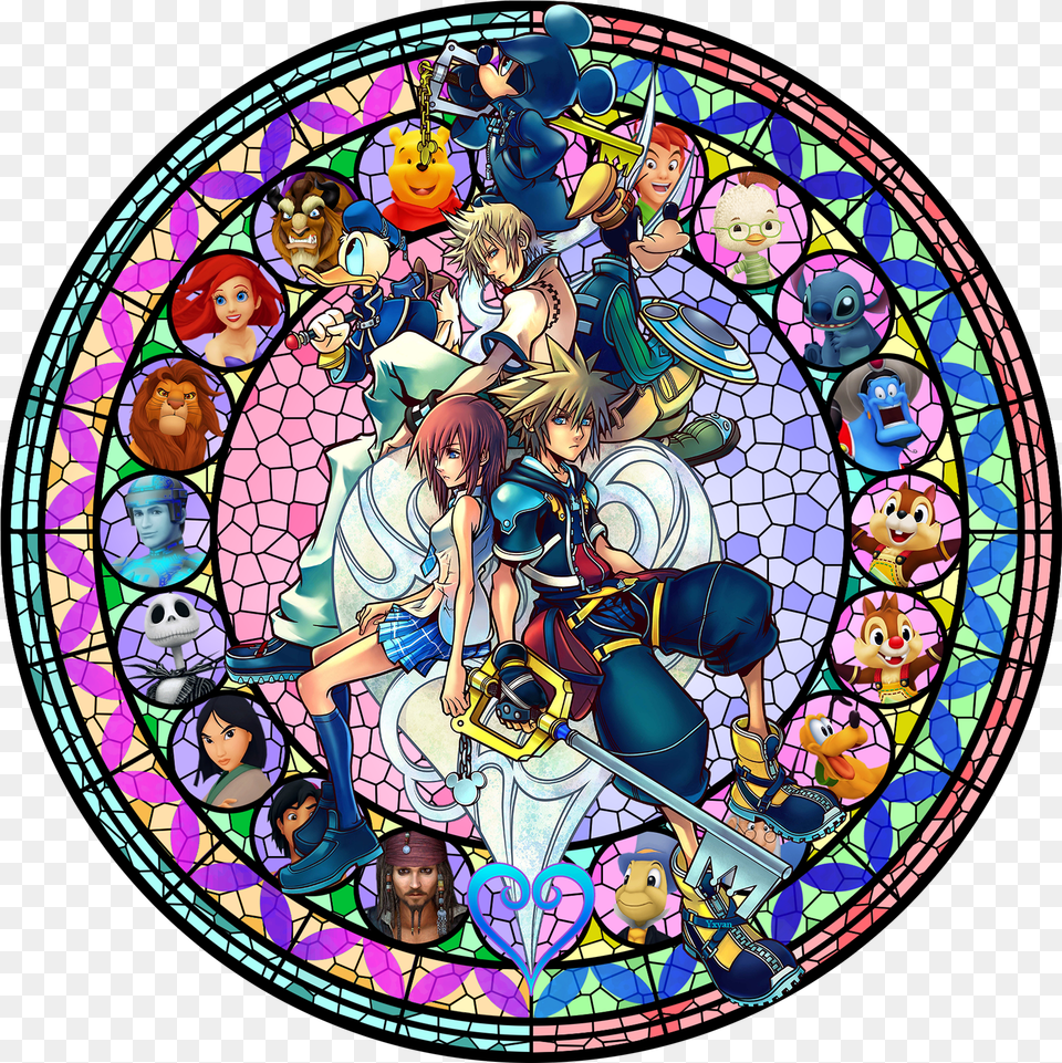 Kingdom Hearts 2 Poster Clipart Full Size Clipart Kingdom Hearts Stained Glass Window, Art, Adult, Female, Person Free Png