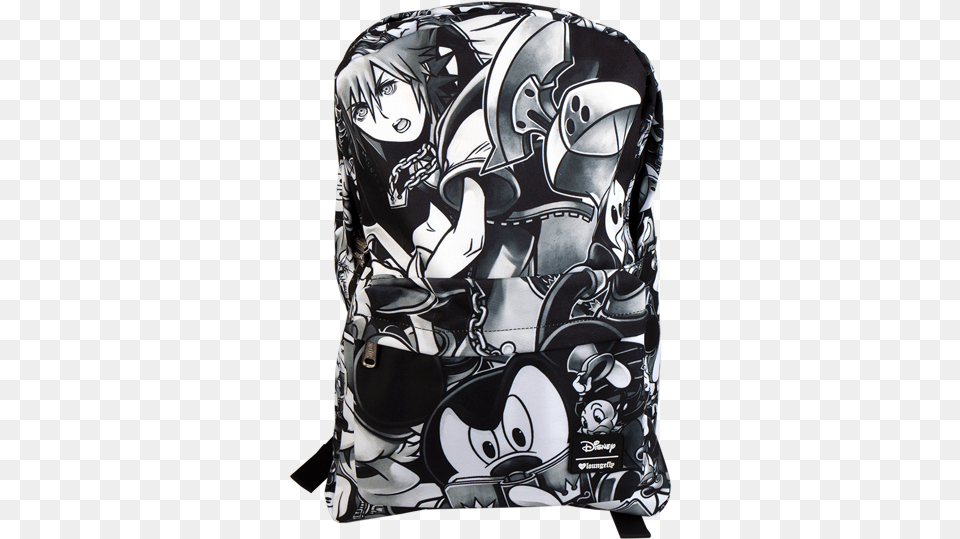 Kingdom Hearts Black And White Loungefly Backpack Laptop Bag, Person Png Image