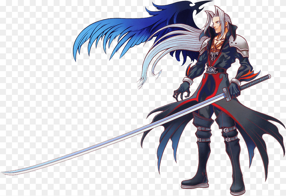 Kingdom Hearts Sephiroth Kingdom Hearts Final Fantasy Sephiroth, Adult, Weapon, Sword, Person Free Transparent Png
