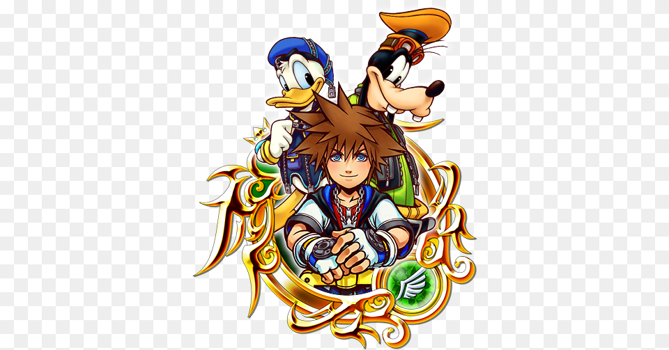 Kingdom Hearts Sora And Kairi Sora Donald And Goofy, Book, Comics, Publication, Face Png