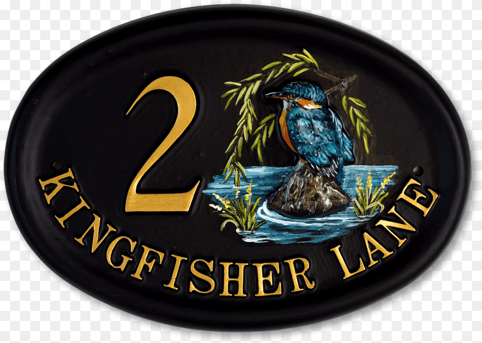 Kingfisher Split Design House Sign Facepalm, Animal, Bird, Logo, Plate Png