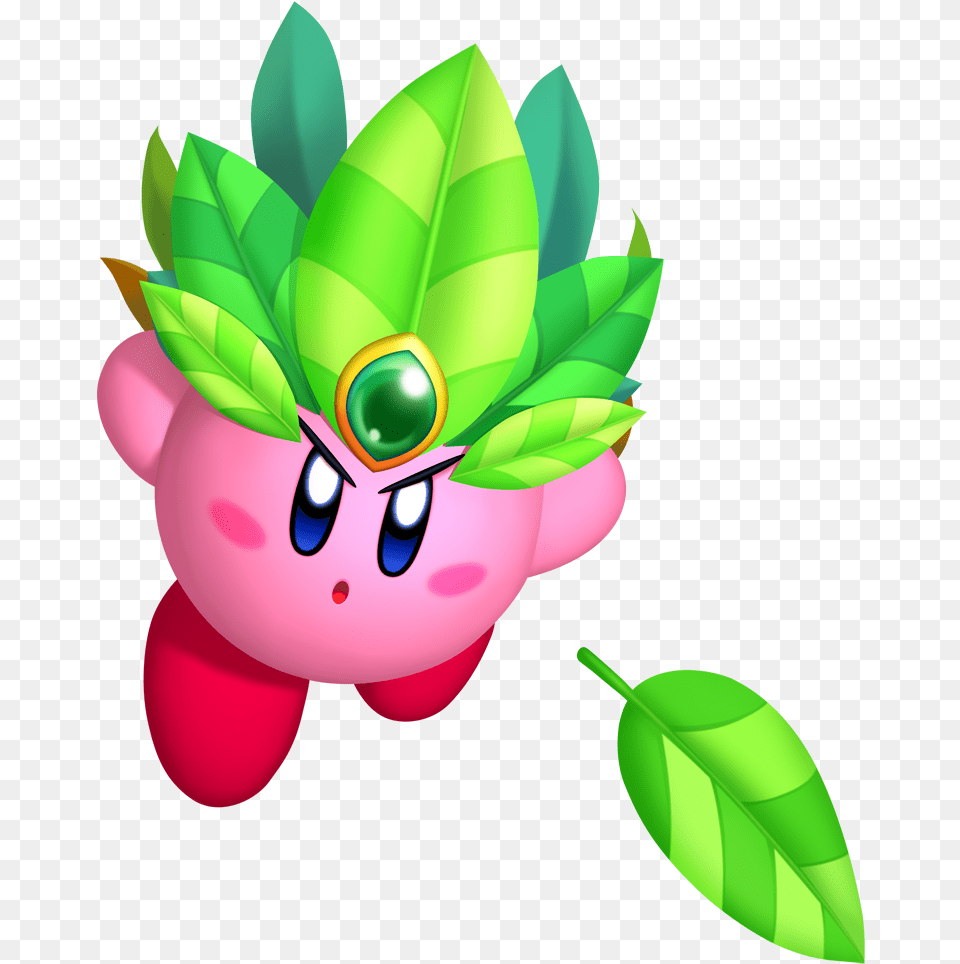 Kirby Launching Deadly Leaves From His Leaf Crown Leaf Kirby, Art, Graphics, Green, Plant Free Png Download