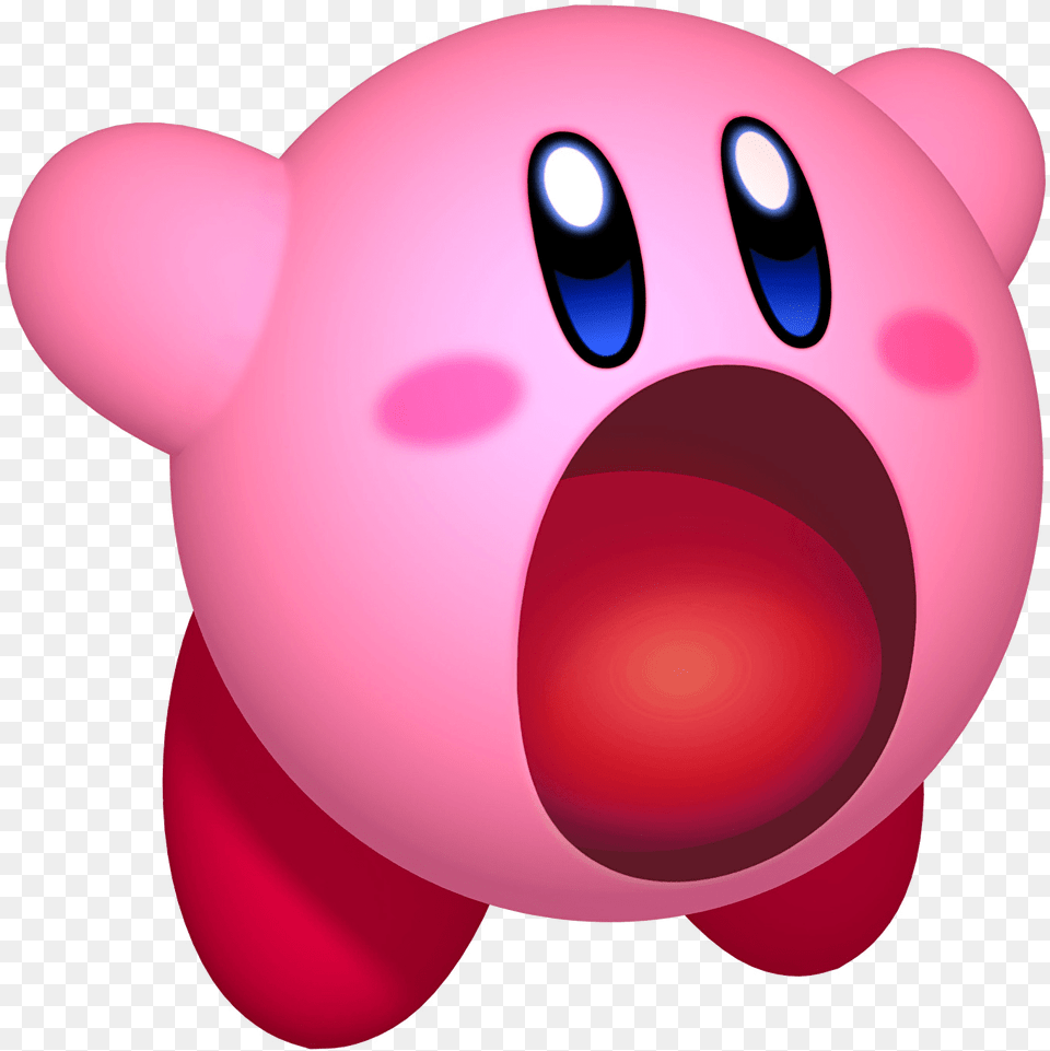 Kirby Mouth Wide Open Nintendo Character Kirby, Balloon, Piggy Bank Png Image