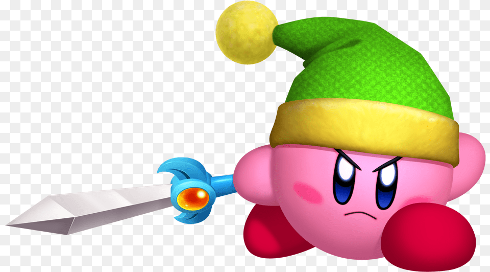 Kirby Wearing Link S Hat And Holding A Sword Kirby Return To Dreamland Kirby, Appliance, Ceiling Fan, Device, Electrical Device Free Transparent Png