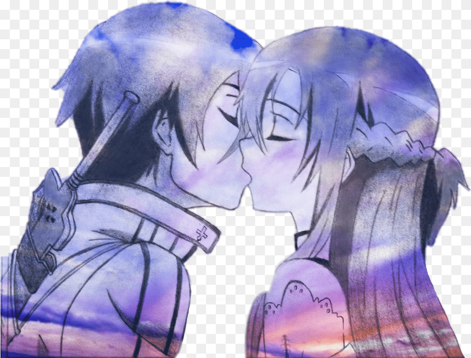 Kirito Asuna Sao Swordartonline Sky Love Kirito And Asuna Drawing, Publication, Book, Comics, Person Png Image