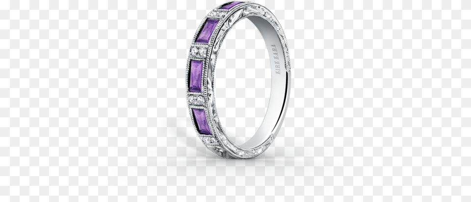 Kirk Kara Amethyst And Diamond Band Engagement Ring, Accessories, Platinum, Gemstone, Jewelry Free Png