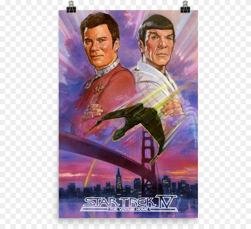 Kirk Spock Premium Satin Poster Star Trek Iv The Voyage Home Vhs, Advertisement, Adult, Person, Man Png Image