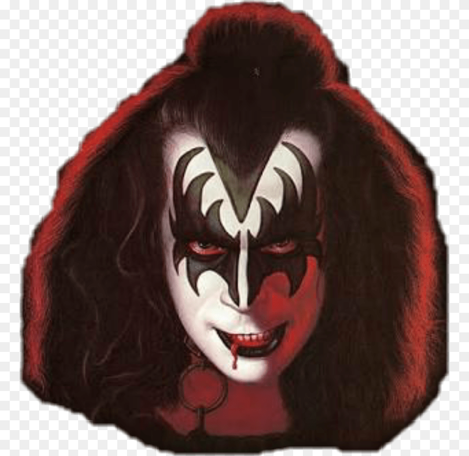 Kiss 70s 80s Rocknroll Genesimmons Clown Wicked Gene Simmons Kiss Makeup, Adult, Person, Woman, Female Png