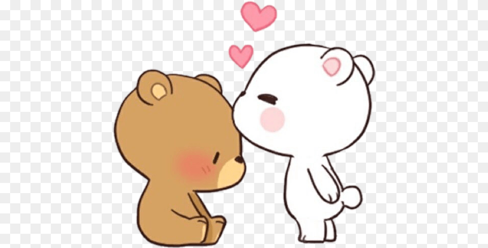 Kiss Bears Cute Osos Love Mochi Soft Kawaii Cute Cartoon Animal Couples Png
