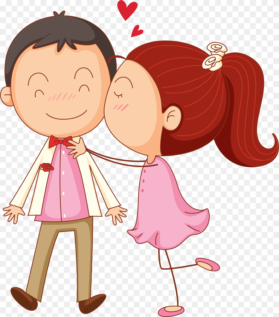 Kiss Cartoon Clip Art Couple Clipart, Child, Female, Girl, Person Free Png Download