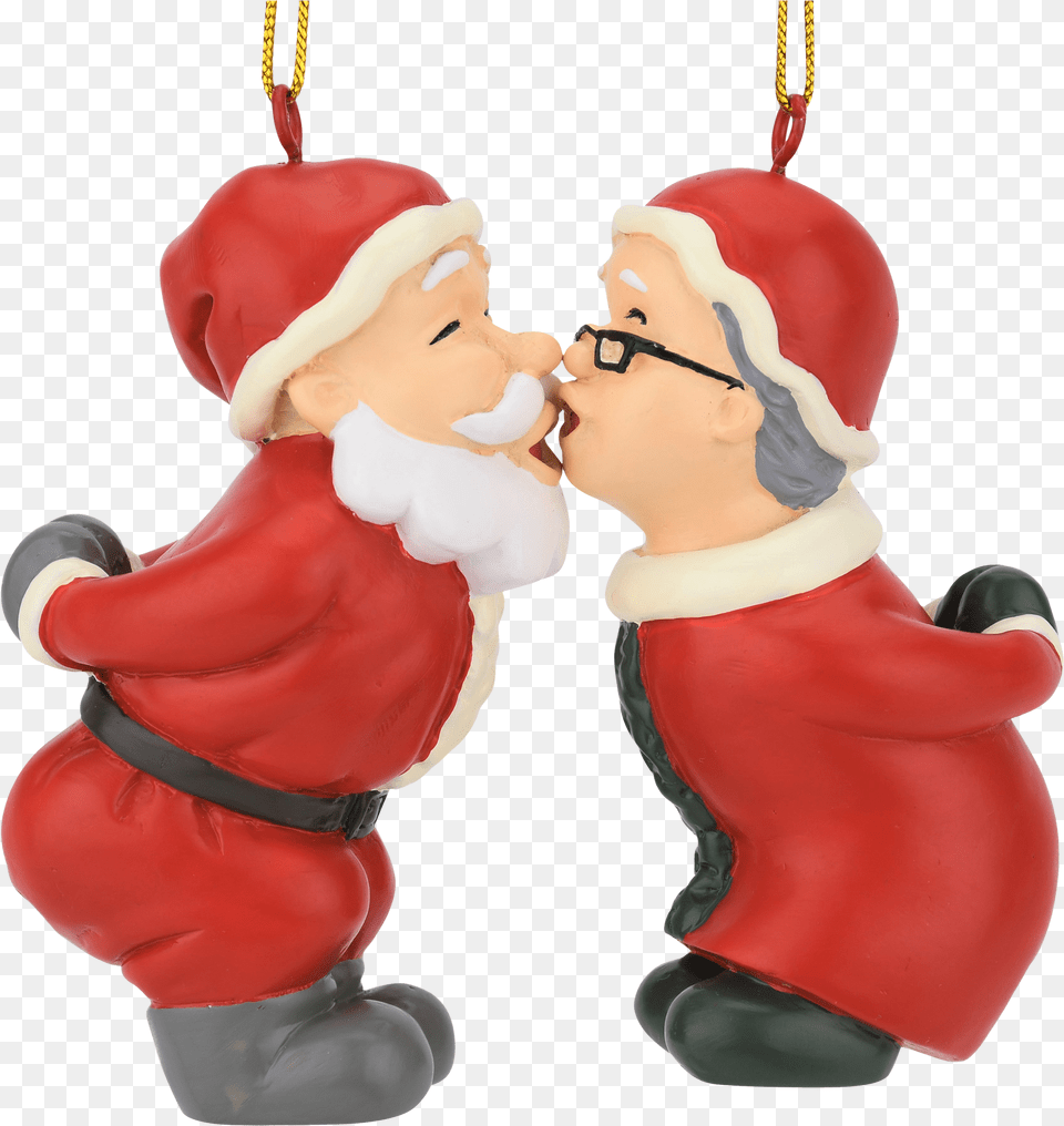 Kiss Christmas Ornaments Santa Claus, Figurine, Baby, Person, Face Png