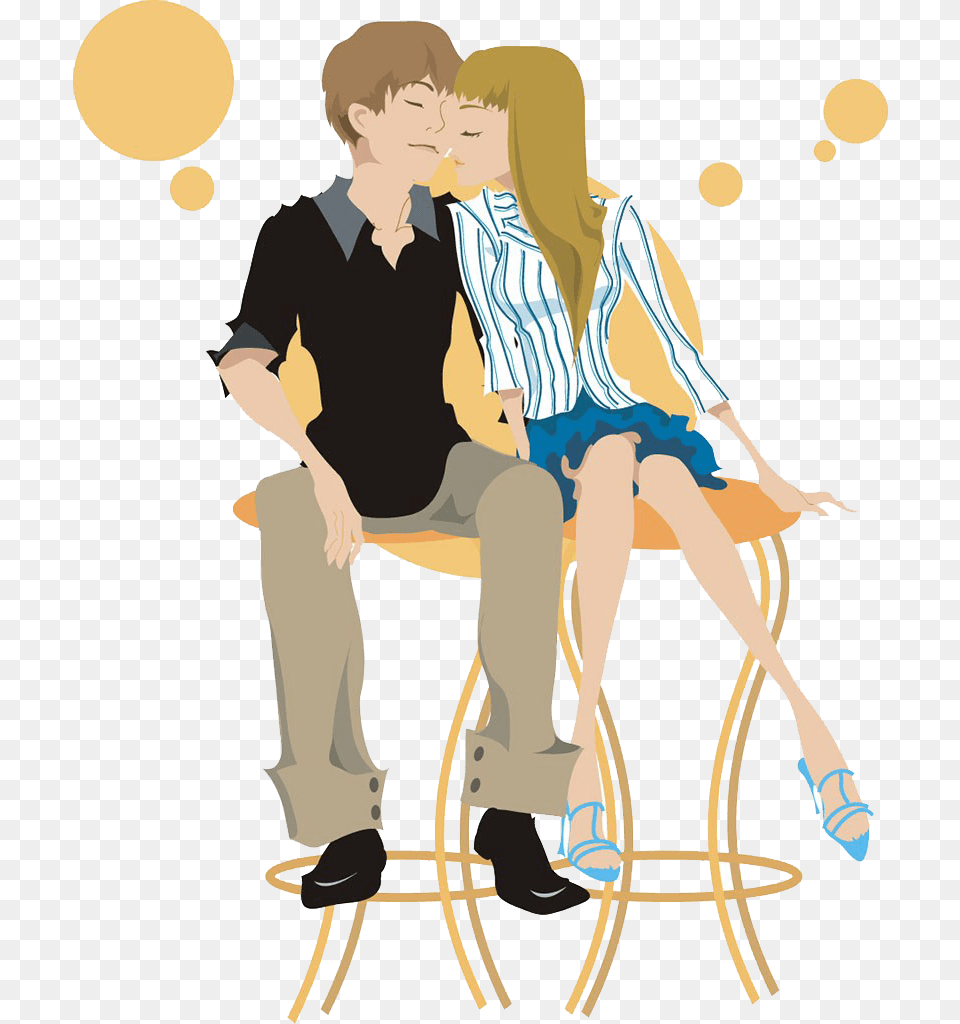 Kiss Clip Art Clipart Men And Women Sitting, Person, Adult, Man, Male Free Png