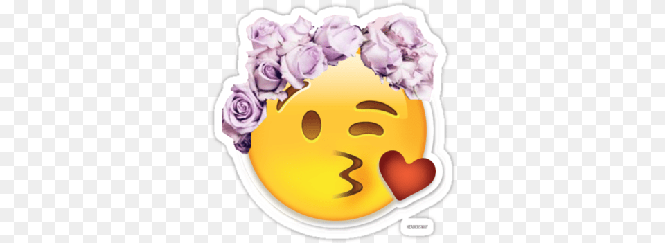 Kiss Emoji Flower Crown Flower Crown Picsart, Birthday Cake, Plant, Petal, Food Free Transparent Png