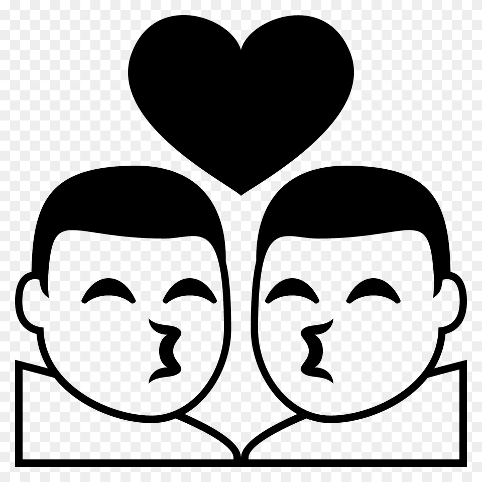 Kiss Man Man Emoji Clipart, Stencil, Face, Head, Person Free Png Download