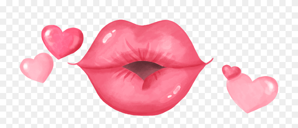 Kiss Valentine Watercolor Clip Art Background Kissy Lips, Body Part, Mouth, Person, Flower Free Transparent Png
