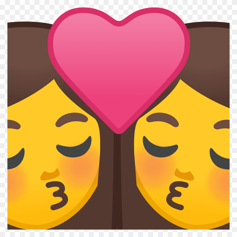 Kiss Woman Woman Emoji Clipart, Heart, Face, Head, Person Png Image