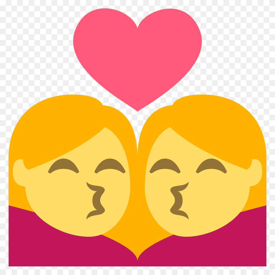 Kiss Woman Woman Emoji Clipart, Heart, Face, Head, Person Png Image