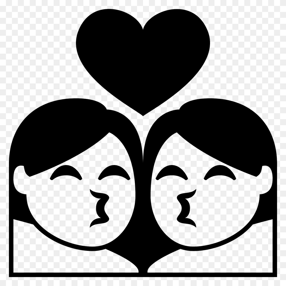 Kiss Woman Woman Emoji Clipart, Stencil, Face, Head, Person Png