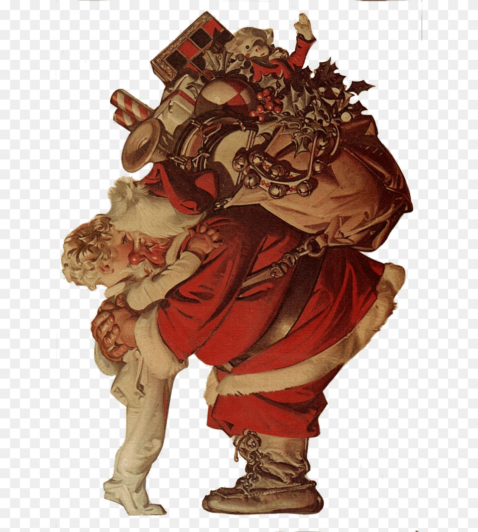 Kiss Xmas Norman Rockwell Christmas Print, Art, Painting, Person, Baby Free Png