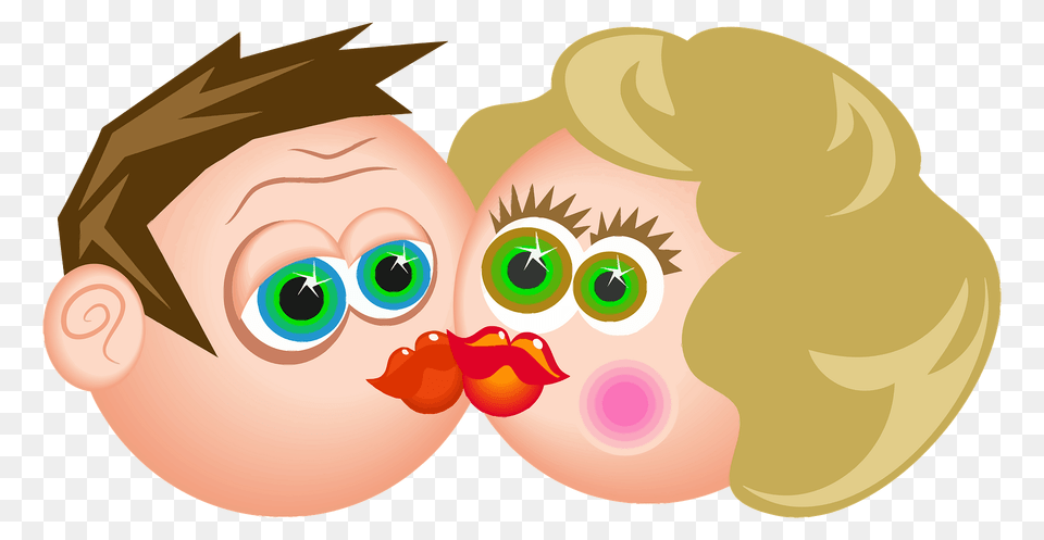 Kissing Cartoon Couple Clipart, Photography, Face, Head, Person Free Png