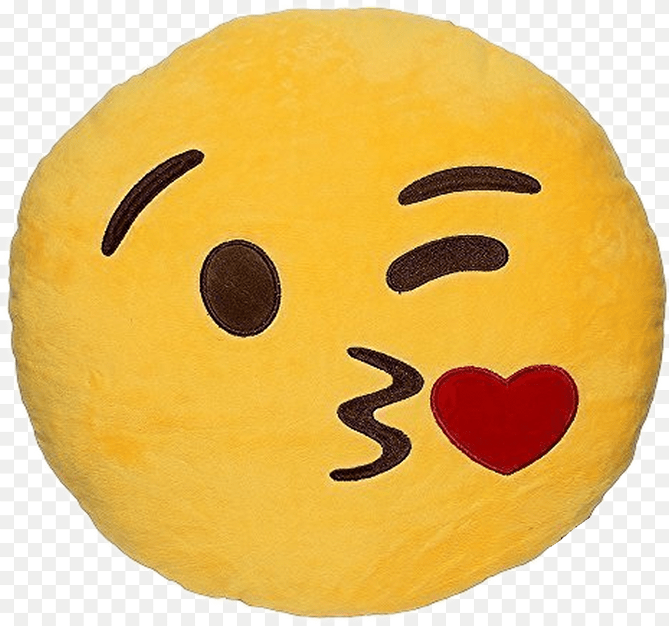 Kissing Emoji Emoji Smiley Kissing Emoticon Yellow Kiss Emoji Pillow, Face, Head, Person Png Image